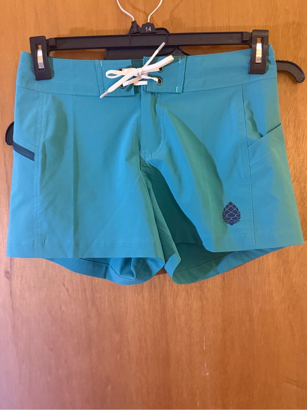 Stio Teal Swim Shorts with White Drawstring